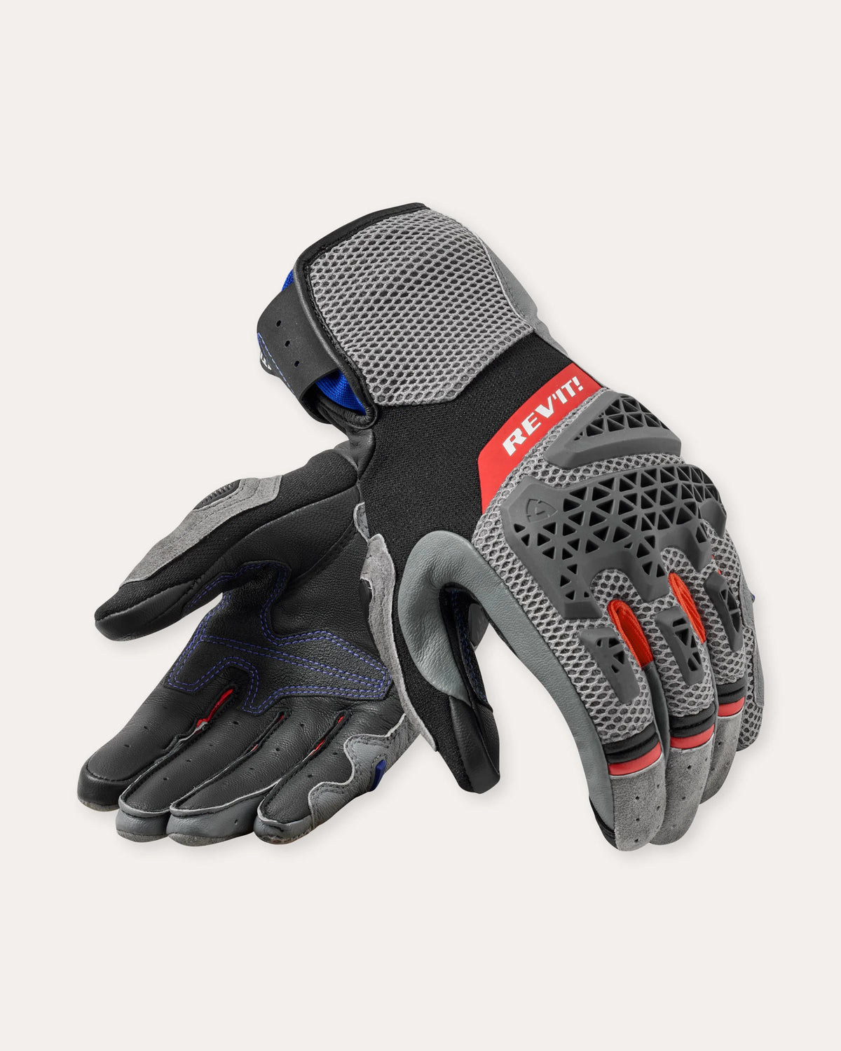 Sand 5 Ladies Motorcycle Gloves – Grey/Red | Women’s Adventure Riding Gloves with Ventilated Comfort & Protective Knuckle Armor
