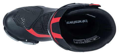 SMX-6 V3 — Black/Silver/Red Sport Motorcycle Boots, Microfiber Upper, Race-Ready Protection, Track & Street Performance