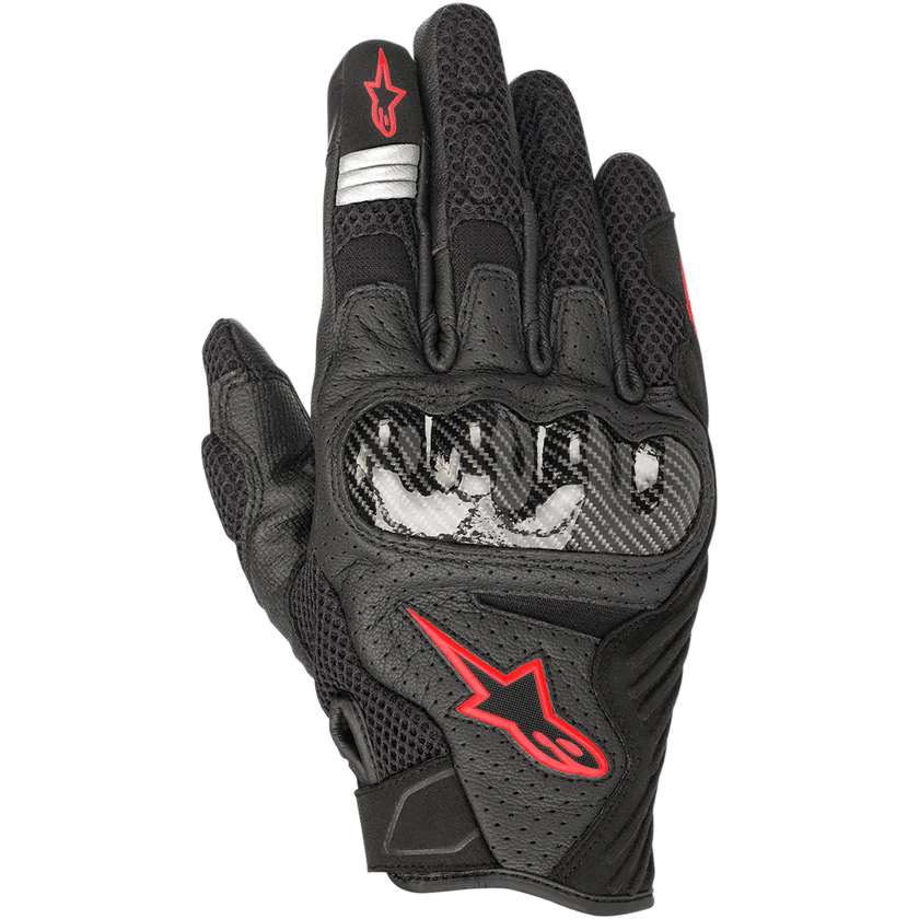 SMX-1 Air V2 Gloves Black/Red Fluorescent Motorcycle Summer Riding Gloves – Lightweight Ventilated Protective Gloves