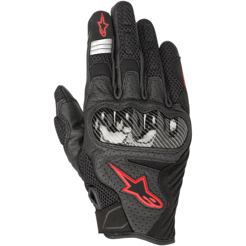 SMX-1 Air V2 Gloves Black/Red Fluorescent Motorcycle Summer Riding Gloves – Lightweight Ventilated Protective Gloves