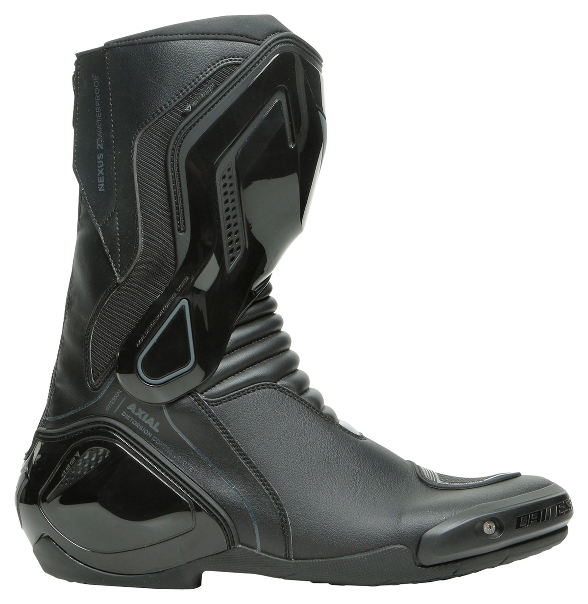 Dainese Nexus 2 D-WP Motorcycle Boots — Black Waterproof Sport Riding Boots with AXIAL Protection, Reinforced Armor, and All-Weather Comfort
