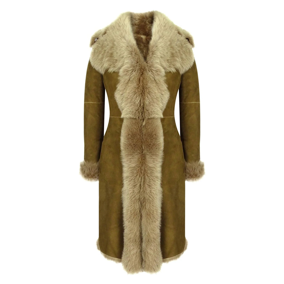 Women’s Luxury Toscana Sheepskin 3/4 Coat – Real Suede & Beaver Shearling Jacket