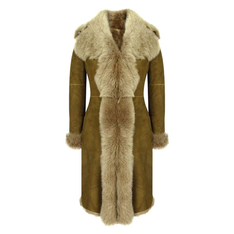 Women’s Luxury Toscana Sheepskin 3/4 Coat – Real Suede & Beaver Shearling Jacket