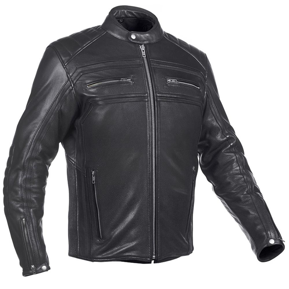 Alexander Black Men’s Leather Motorcycle Jacket - Professional CE-Armored Racing Gear