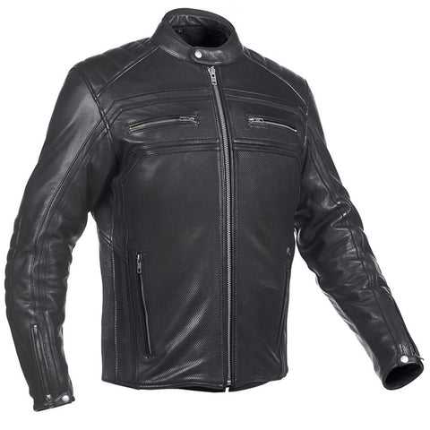 Alexander Black Men’s Leather Motorcycle Jacket - Professional CE-Armored Racing Gear
