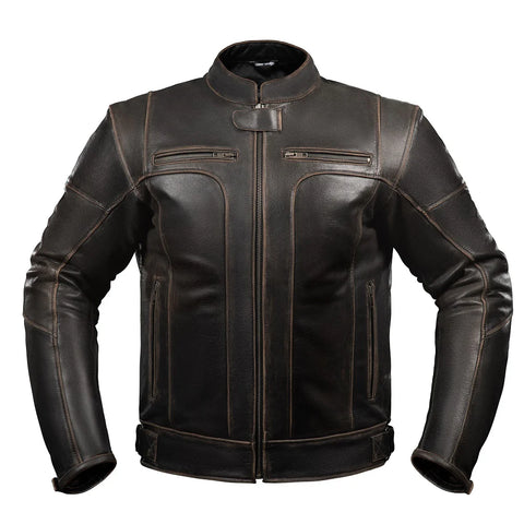 Abenteuer Retro Men’s Leather Motorcycle Jacket - Vintage Adventure Touring Style