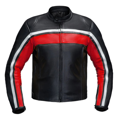Karl Rote Professional Men’s Red Leather Motorcycle Racing Jacket - CE Armored