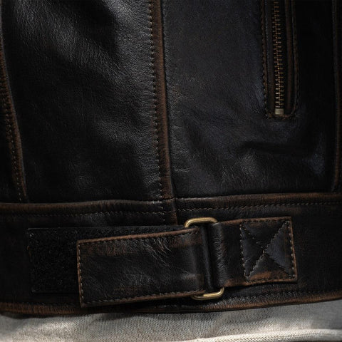 Vivi Il Momento Retro Men’s Leather Motorcycle Jacket - Vintage Café Racer Style