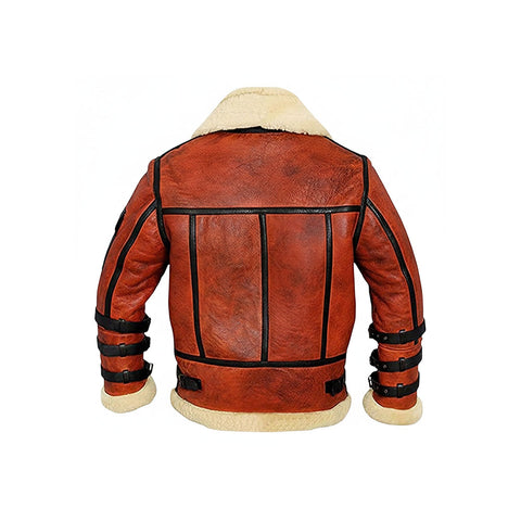Men’s RAF B6 Aviator Bomber Jacket – Premium Waxed Sheepskin with Thick White Shearling