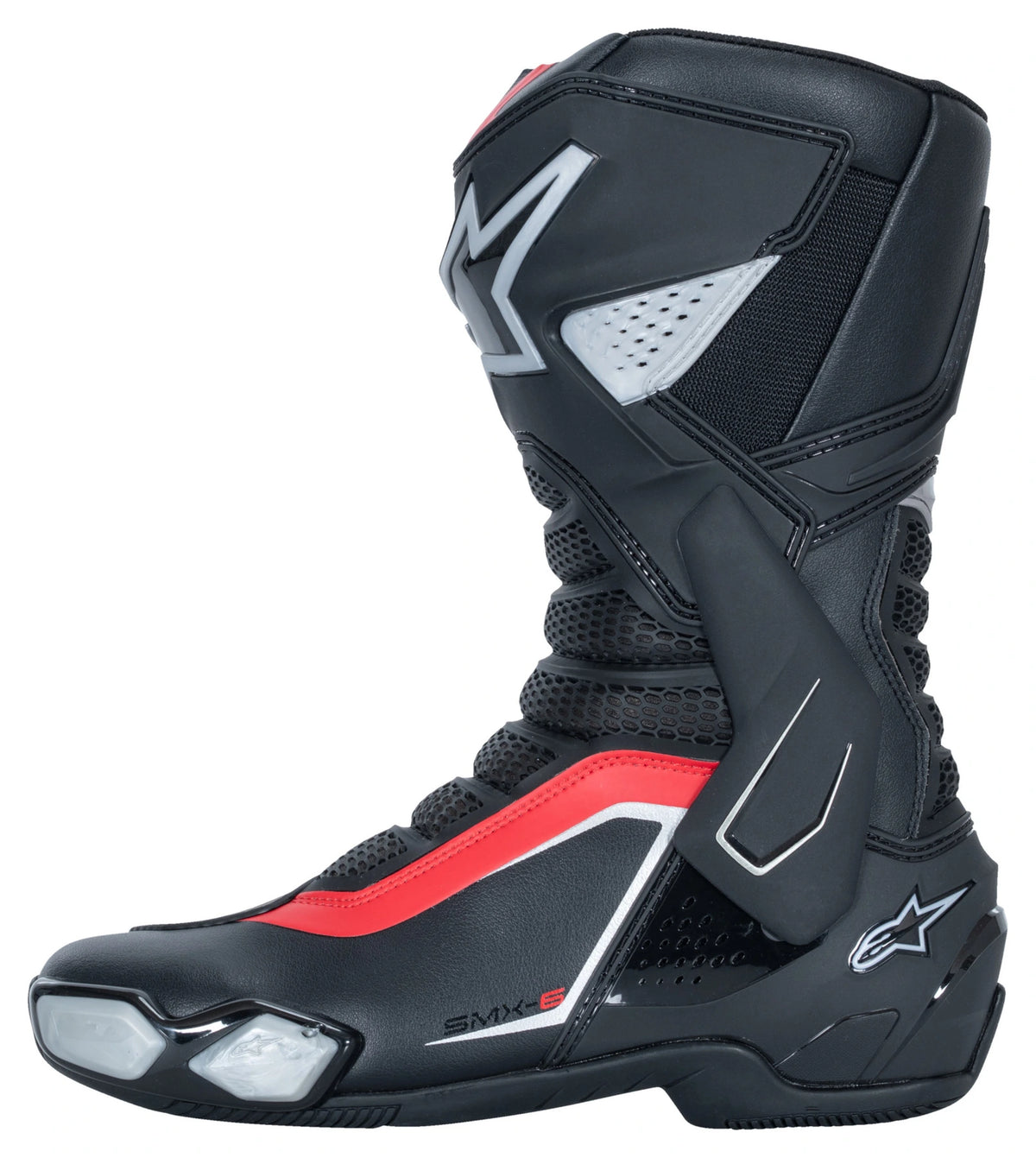 SMX-6 V3 — Black/Silver/Red Sport Motorcycle Boots, Microfiber Upper, Race-Ready Protection, Track & Street Performance