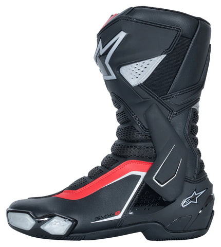 SMX-6 V3 — Black/Silver/Red Sport Motorcycle Boots, Microfiber Upper, Race-Ready Protection, Track & Street Performance