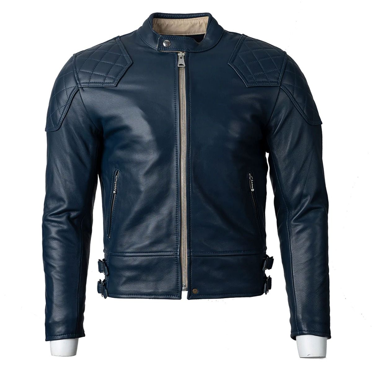 Armored Leather Jacket Midnight Blue
