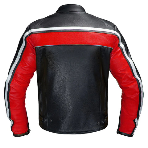 Karl Rote Professional Men’s Red Leather Motorcycle Racing Jacket - CE Armored
