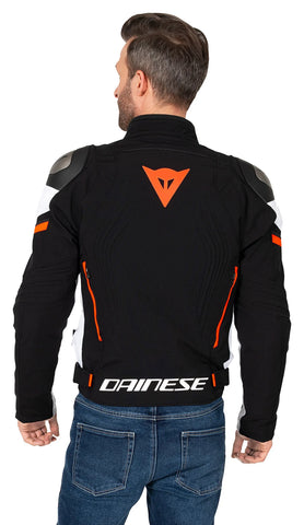 Racing 3 D-Dry — Black, White & Neon Red Textile Jacket, Waterproof Riding Jacket, Sporty Touring Style