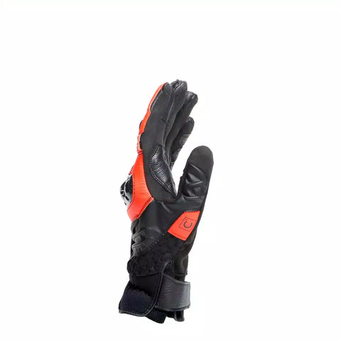 Dainese Carbon 4 Short Motorcycle Gloves – Black/Fluo Red | Sport Racing Gloves with Carbon Knuckle Protection & Ventilated Summer Design