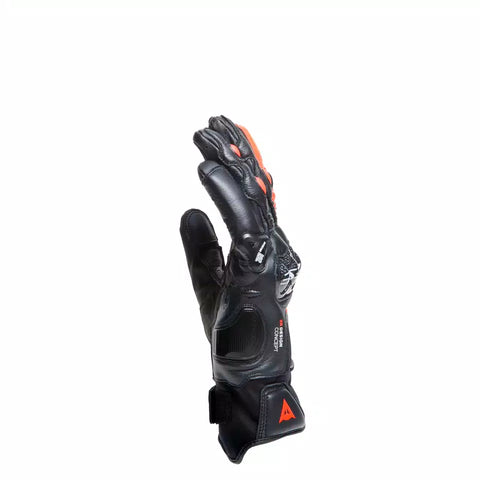 Dainese Carbon 4 Short Motorcycle Gloves – Black/Fluo Red | Sport Racing Gloves with Carbon Knuckle Protection & Ventilated Summer Design