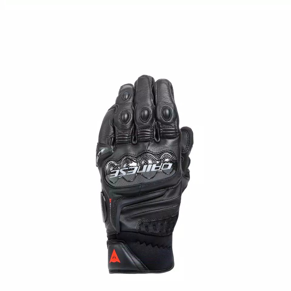 Dainese Carbon 4 Short Motorcycle Gloves – Black | Sport Racing Gloves with Carbon Knuckle Protection & High Ventilation