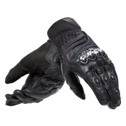 Dainese Carbon 4 Short Motorcycle Gloves – Black | Sport Racing Gloves with Carbon Knuckle Protection & High Ventilation