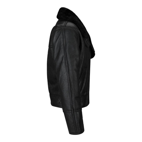 Women’s Vintage 100% Real Sheepskin Jacket - Black Leather Biker Aviator Coat