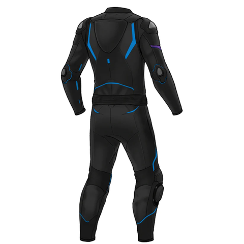 Men’s Blue and Black Motorcycle Racing Suit – CE-Certified Armor
