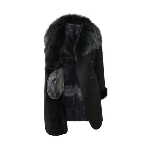 Women’s Real Sheepskin Suede Trench Coat – Slim-Fit 3/4 Long Designer Jacket