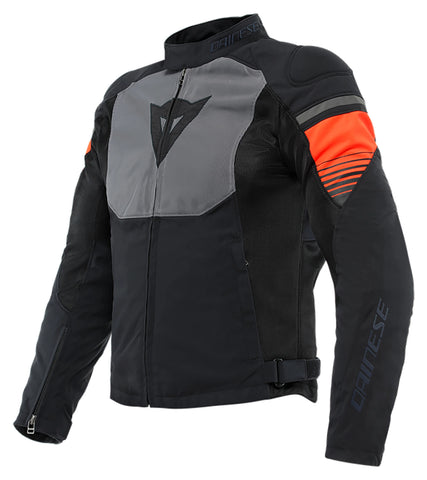 Air Fast Textile Motorcycle Jacket Black Grey Neon Red | Men’s Protective Riding Jacket