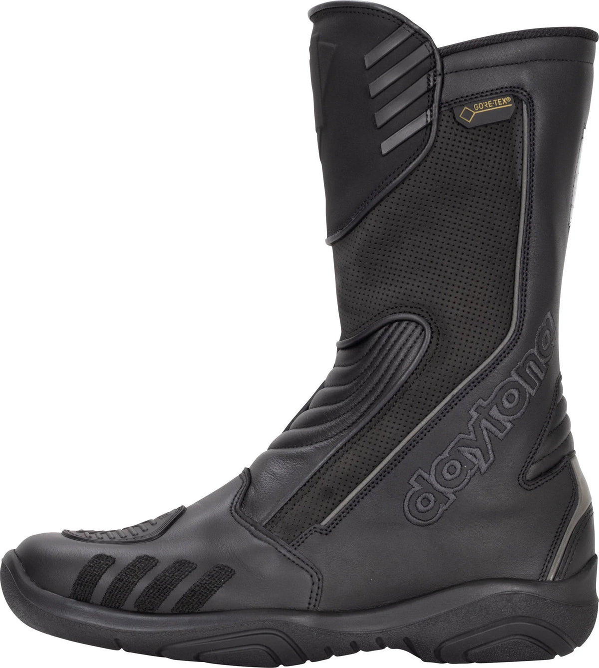 Daytona VXR-10 GTX Motorcycle Boots — Black Leather Sport Riding Boots with Gore-Tex Waterproof Protection, Ankle Support, and Touring Comfort