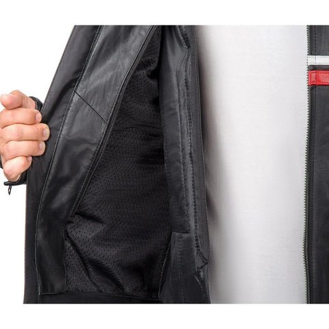 Metropolis Biker Leather Jacket with Red Stripe — Premium Motorcycle Jacket