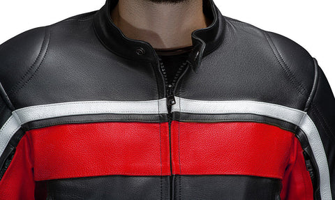 Karl Rote Professional Men’s Red Leather Motorcycle Racing Jacket - CE Armored