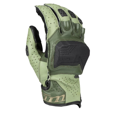 KLIM Badlands Aero Pro Short Motorcycle Gloves - Rifle Green / Oil Green - Men's Hot Weather Adventure Touring Leather Gloves