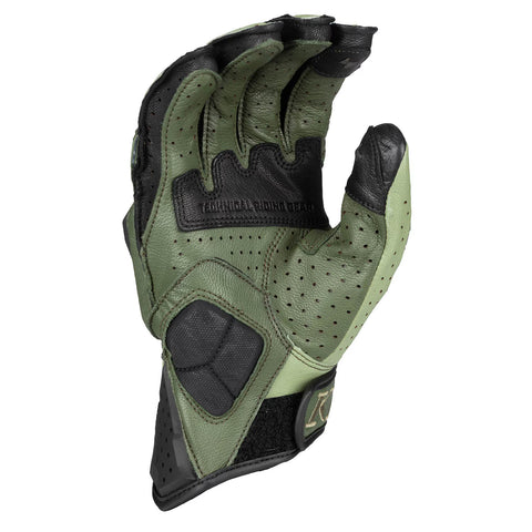 KLIM Badlands Aero Pro Short Motorcycle Gloves - Rifle Green / Oil Green - Men's Hot Weather Adventure Touring Leather Gloves