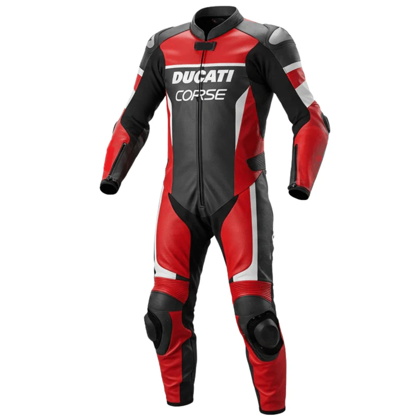 Ducati Corse Leather Motorcycle Racing Suit – CE-Certified Protection