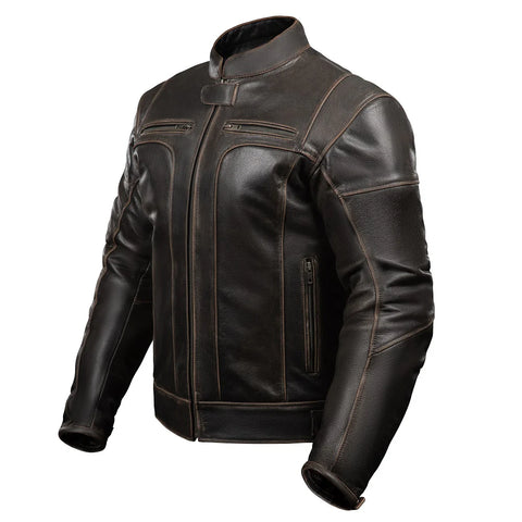Abenteuer Retro Men’s Leather Motorcycle Jacket - Vintage Adventure Touring Style