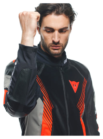Super Rider 2 Absøluteshell — Black, Grey & Red Textile Jacket, Waterproof Riding Jacket, Sport-Touring Style