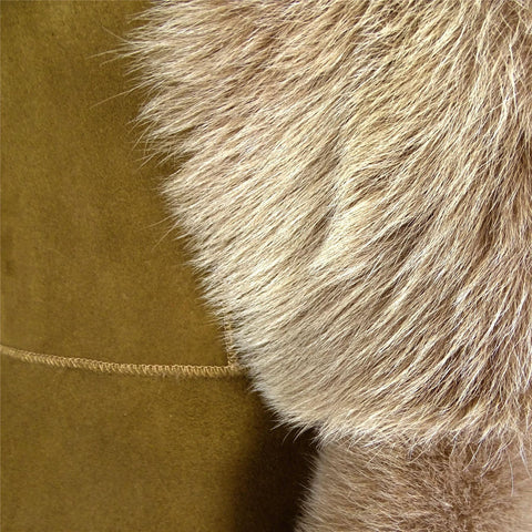 Women’s Luxury Toscana Sheepskin 3/4 Coat – Real Suede & Beaver Shearling Jacket