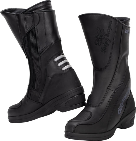 Daytona Lady Evoque GTX Motorcycle Boots — Women’s Black Leather Touring Boots with Gore-Tex Waterproof Protection, Elevated Heel, and Premium Comfort