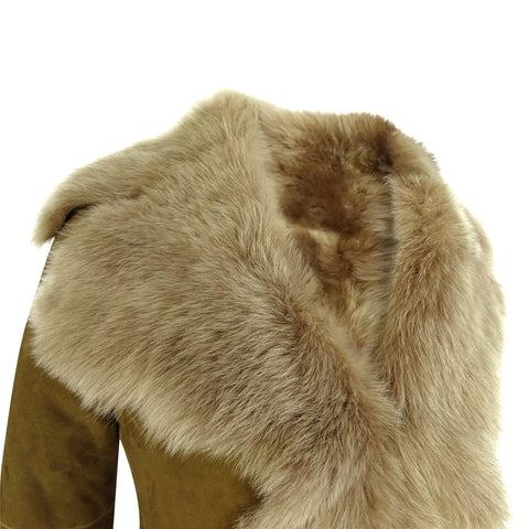 Women’s Luxury Toscana Sheepskin 3/4 Coat – Real Suede & Beaver Shearling Jacket