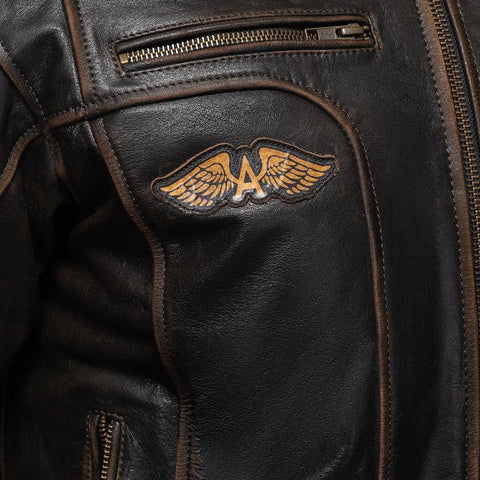 Vivi Il Momento Retro Men’s Leather Motorcycle Jacket - Vintage Café Racer Style