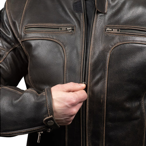 Abenteuer Retro Men’s Leather Motorcycle Jacket - Vintage Adventure Touring Style