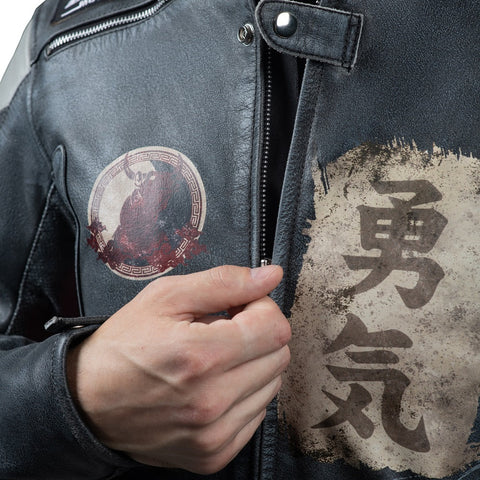 Dragon Vintage Men’s Leather Motorcycle Jacket - Distressed Retro Biker Gear
