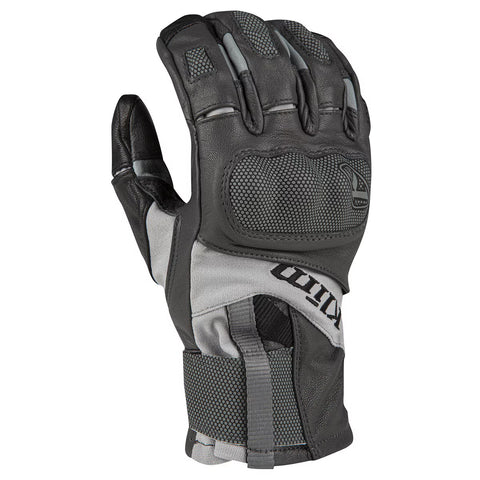 KLIM Adventure GTX Short Motorcycle Gloves - Asphalt Gray - Men's Waterproof Gore-Tex All-Terrain Leather Touring Gloves
