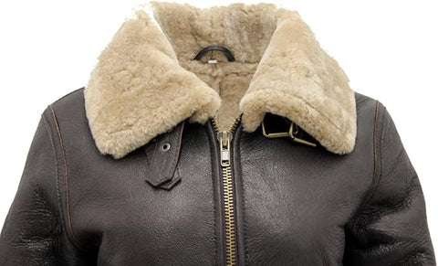 Women’s Brown B3 Ginger Flying Jacket - Genuine Real Sheepskin Aviator Coat