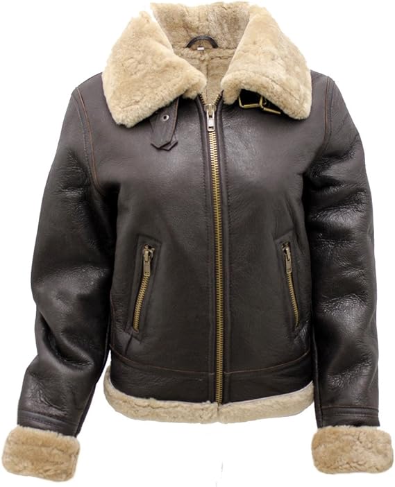 Women’s Brown B3 Ginger Flying Jacket - Genuine Real Sheepskin Aviator Coat