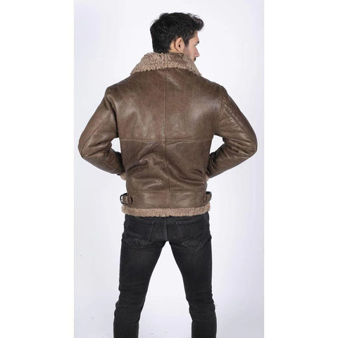 Men’s Genuine Sheepskin B3 Flying Aviator – Vintage Brown Leather & Teddy Sheep Fur