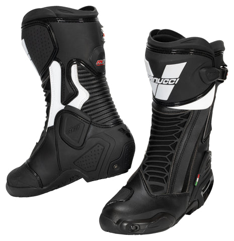 Vanucci RV6 Performance Lady Motorcycle Boots — Women’s Racing Boots with Microfiber Construction, Shin Protection, and Sport Riding Comfort