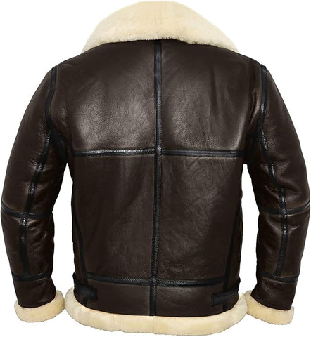 B3 Bomber Aviator Jacket - Men’s Genuine Shearling Leather Winter Coat