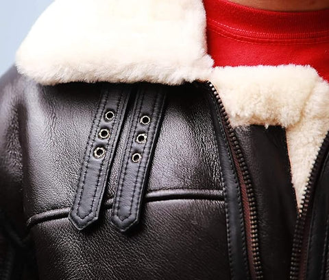 B3 Bomber Aviator Jacket - Men’s Genuine Shearling Leather Winter Coat