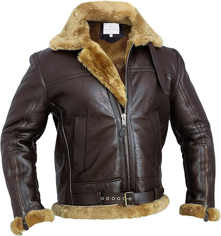 RAF B3 Ginger Bomber Jacket - Men’s Real Shearling Sheepskin Aviator Coat