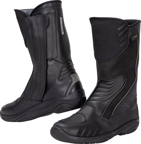 Daytona VXR-10 GTX Motorcycle Boots — Black Leather Sport Riding Boots with Gore-Tex Waterproof Protection, Ankle Support, and Touring Comfort