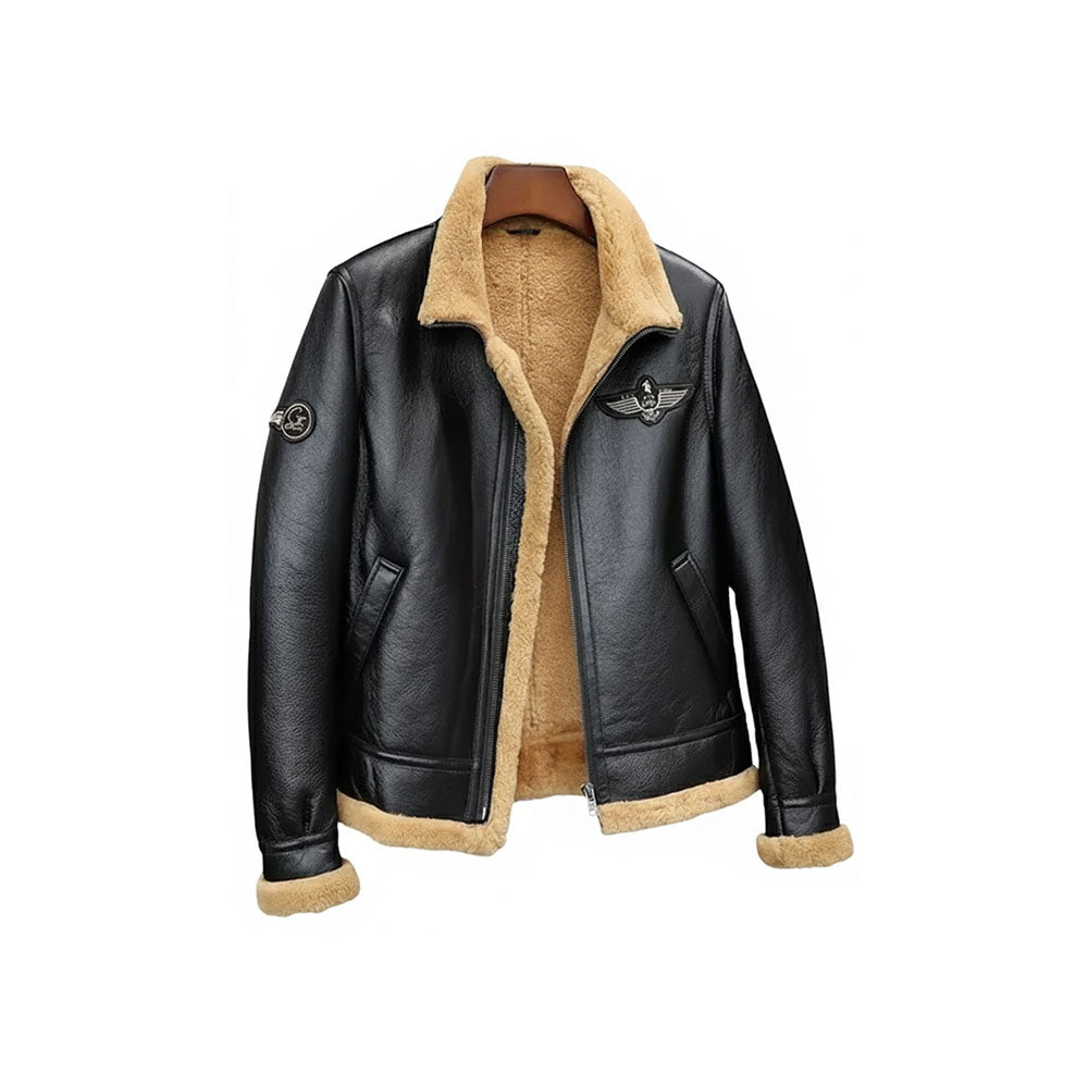 Men's Motorcycles Shearling Leather Bomber Jacket